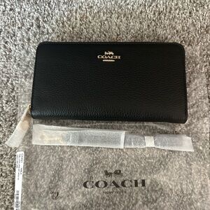 Coach pebble Leather Zip Around Wallet